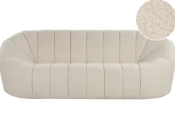 3 Seater Boucle Fabric Sofa White Lomma