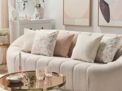 3 Seater Boucle Fabric Sofa White Lomma