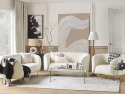 3 Seater Boucle Sofa White Loen