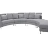 7 Seater Curved Fabric Modular Sofa Light Grey Rotunde