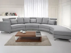 7 Seater Curved Fabric Modular Sofa Light Grey Rotunde
