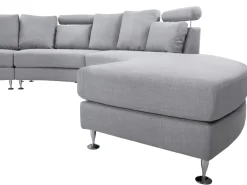 7 Seater Curved Fabric Modular Sofa Light Grey Rotunde