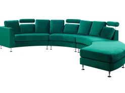 7 Seater Curved Modular Velvet Sofa Dark Green Rotunde