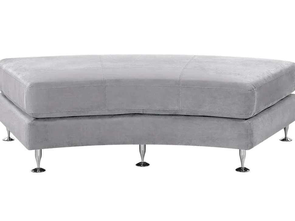 7 Seater Curved Modular Velvet Sofa Light Grey Rotunde