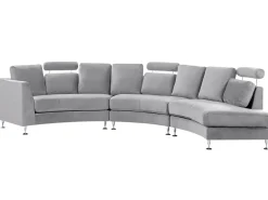 7 Seater Curved Modular Velvet Sofa Light Grey Rotunde