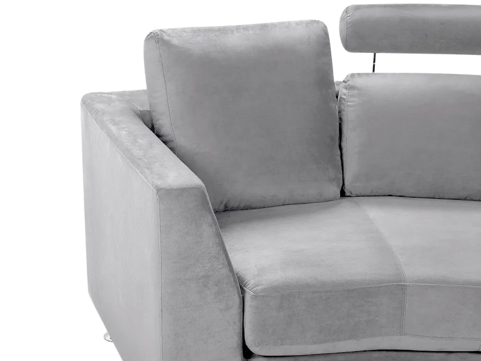 7 Seater Curved Modular Velvet Sofa Light Grey Rotunde