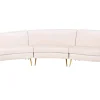 4 Seater Curved Velvet Sofa Beige Moss