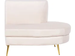 4 Seater Curved Velvet Sofa Beige Moss