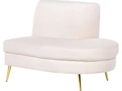 4 Seater Curved Velvet Sofa Beige Moss