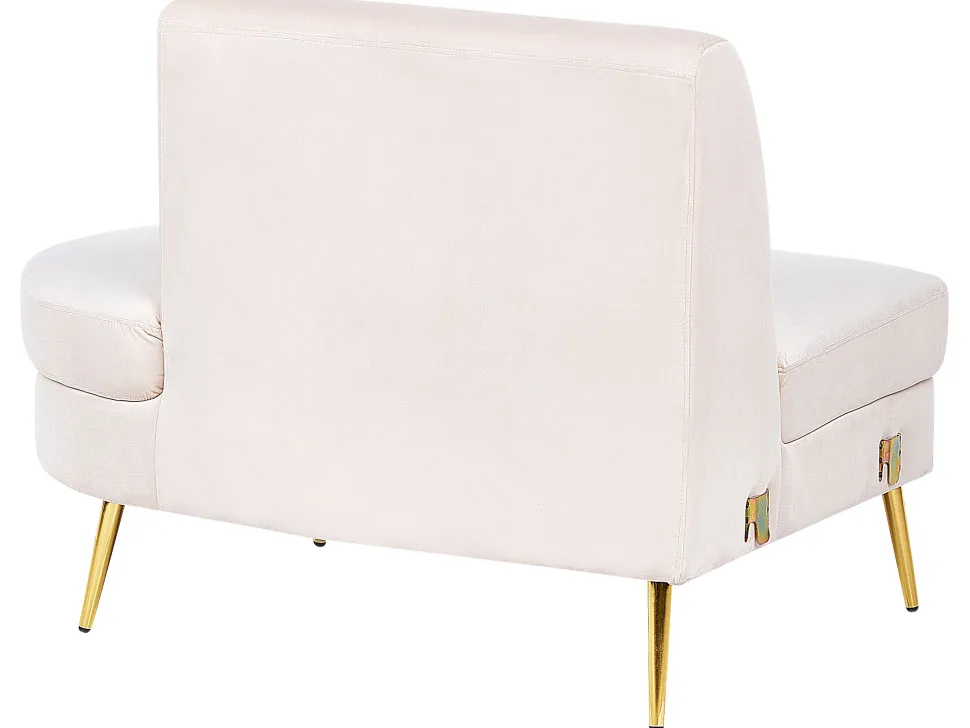 4 Seater Curved Velvet Sofa Beige Moss