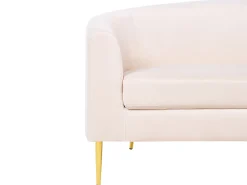 4 Seater Curved Velvet Sofa Beige Moss