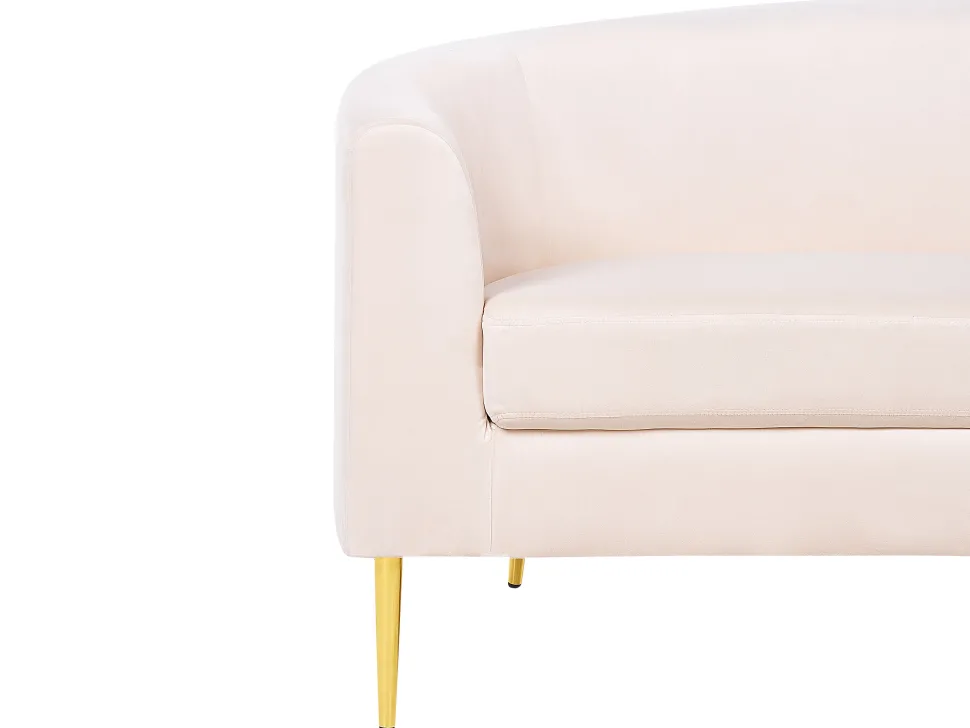 4 Seater Curved Velvet Sofa Beige Moss