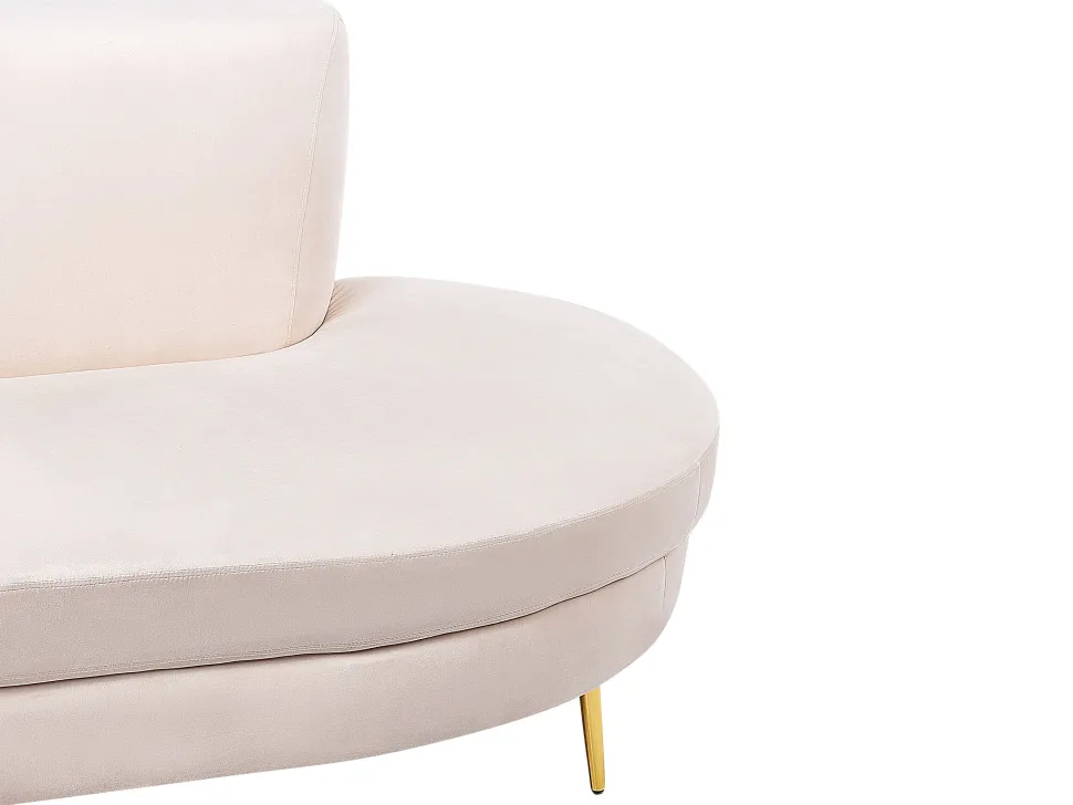 4 Seater Curved Velvet Sofa Beige Moss
