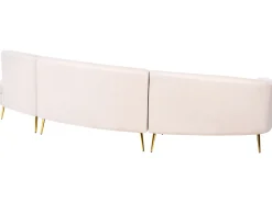 4 Seater Curved Velvet Sofa Beige Moss