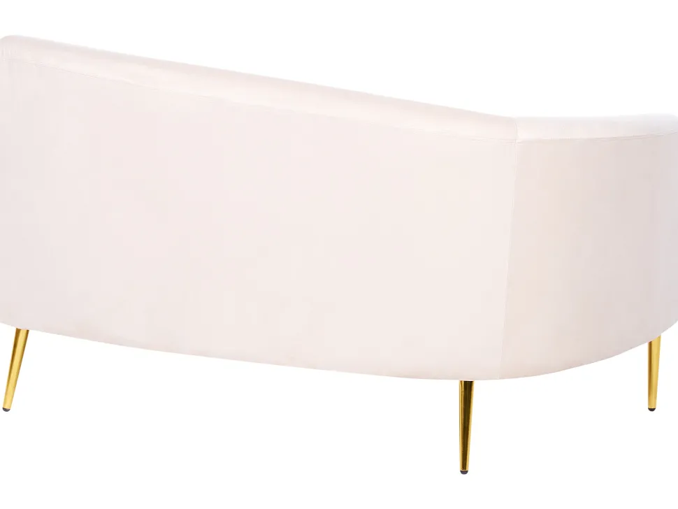 4 Seater Curved Velvet Sofa Beige Moss