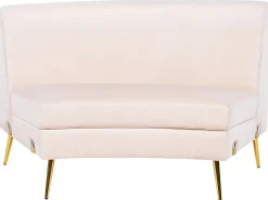 4 Seater Curved Velvet Sofa Beige Moss