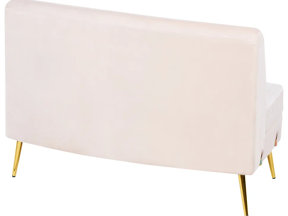 4 Seater Curved Velvet Sofa Beige Moss