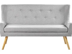 2 Seater Fabric Kitchen Sofa Light Grey Skibby