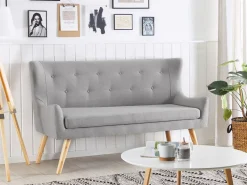 2 Seater Fabric Kitchen Sofa Light Grey Skibby