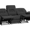 3 Seater Fabric Manual Recliner Sofa Grey Bergen