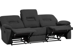 3 Seater Fabric Manual Recliner Sofa Grey Bergen