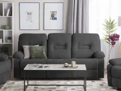 3 Seater Fabric Manual Recliner Sofa Grey Bergen