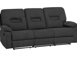 3 Seater Fabric Manual Recliner Sofa Grey Bergen