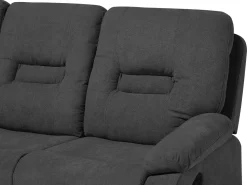 3 Seater Fabric Manual Recliner Sofa Grey Bergen