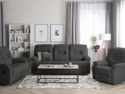2 Seater Fabric Manual Recliner Sofa Grey Bergen