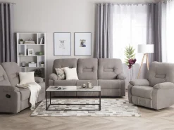 2 Seater Fabric Manual Recliner Sofa Taupe Beige Bergen