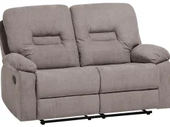 2 Seater Fabric Manual Recliner Sofa Taupe Beige Bergen