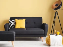 2 Seater Fabric Sofa Bed Black Florli