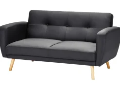 2 Seater Fabric Sofa Bed Black Florli