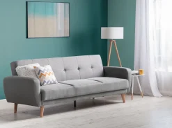 3 Seater Fabric Sofa Bed Grey Florli