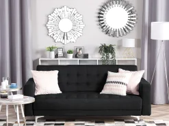 3 Seater Fabric Sofa Bed Graphite Grey Aberdeen