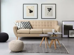 3 Seater Fabric Sofa Beige Motala