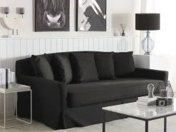 3 Seater Fabric Sofa Black Gilja