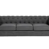 3 Seater Fabric Sofa Grey Chesterfield