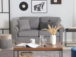 2 Seater Fabric Sofa Grey Otra