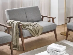 3 Seater Fabric Sofa Grey Asnes