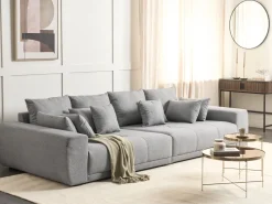 4 Seater Fabric Sofa Grey Torpo