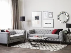 3 Seater Fabric Sofa Grey Vissland