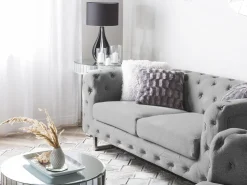 2 Seater Fabric Sofa Grey Vissland
