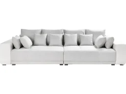 4 Seater Fabric Sofa Light Grey And Light Beige Torpo