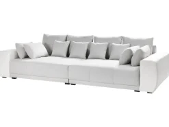 4 Seater Fabric Sofa Light Grey And Light Beige Torpo