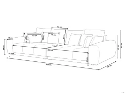 4 Seater Fabric Sofa Light Grey And Light Beige Torpo