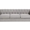 3 Seater Fabric Sofa Light Grey Chesterfield