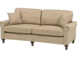 3 Seater Fabric Sofa Sand Beige Otra