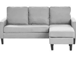 3 Seater Fabric Sofa With Ottoman Light Grey Avesta