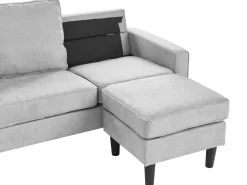 3 Seater Fabric Sofa With Ottoman Light Grey Avesta